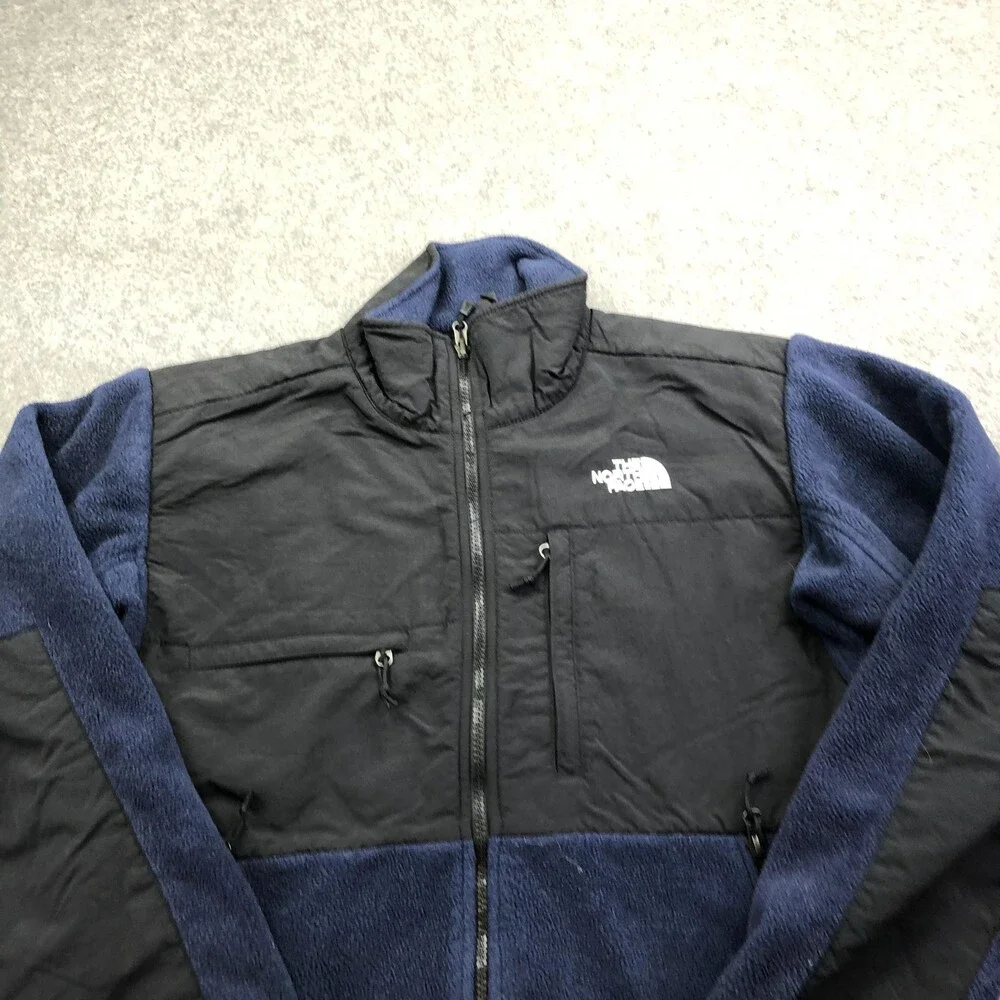 The North Face Jacket Mens Small Blue Black Fleece Full Zip Hiking Denali